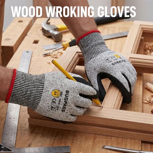 12 Pairs ANSI A4 Cut Resistant Work Gloves With Sandy Nitrile Coating, M - size: Medium