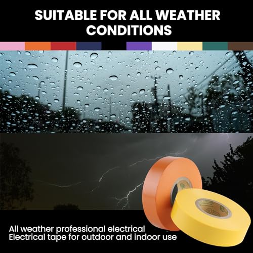 Lichamp 10-Pack Colored Electrical Tape Waterproof, 3/4 in x 66ft, UL/CSA