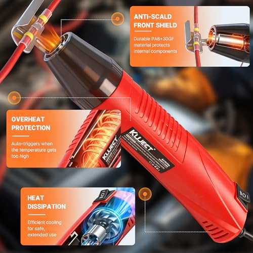 Kuject Mini Heat Gun, 120PCS Solder Seal Wire Connectors Kit, 350W Dual-Temp Heat Gun for Shrink Tubing, Waterproof Heat Shrink Wire Repair Kit with Solder Stick for Marine Automotive Truck, AWG 26-10