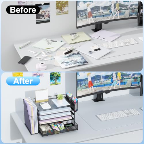 gianotter 5-Tier Desk Organizer with Drawers and File Holders - color: Black, size: 5T