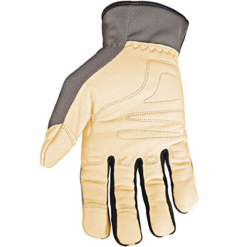 Youngstown Glove Hybrid Plus Leather Palm Heavy Duty Work Gloves For Men - Washable, Durable, Form-Fit - Gray - size: Medium (Pack of 1)
