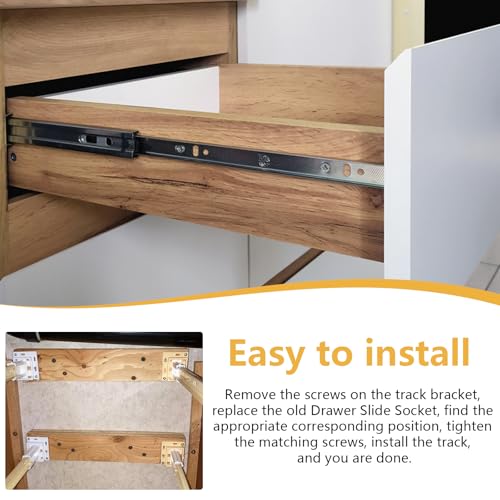 4 Pack Drawer Slide Track Brackets Rear Mount Plastic(2 Pairs) face Frame sockets for 1 Inch Drawer Slides, Cabinet Pull Out 4 Packshelf Slides Hardware Bottom Mount, C-Shaped Drawer Rail Bracket