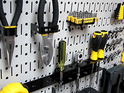 Wall Control Pegboard Rack Horizontal Metal Pegboard Garage Tool Storage Pack - Two 32-Inch Wide x 16-Inch Tall Easy To Install Peg Boards (Grey) - color: Grey