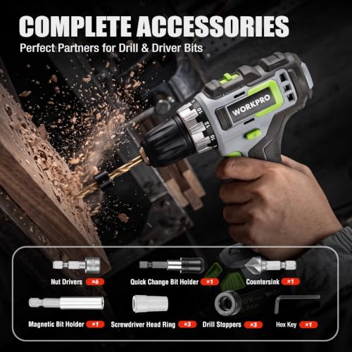 WORKPRO Drill Bit Set, 455Pcs Drill Bits and Screwdriver Bit Set w/Screws