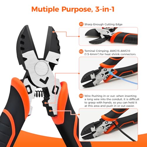 Premium 6.5" Wire Cutters Heavy Duty, Super Sharp, Stay Sharp Longer