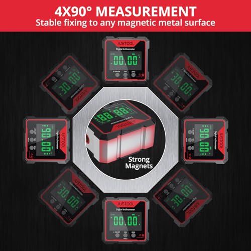 JUSTOOL Digital Angle Finder Magnetic Angle Gauge with Electronic Laser - color: Red
