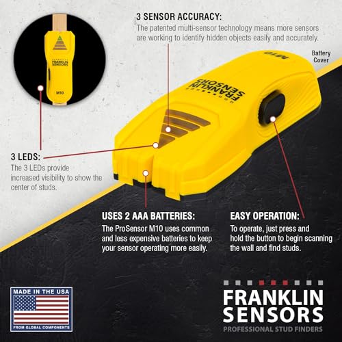 Franklin Sensors ProSensor M10 3-Sensor Center Stud Finder Wall Scanner