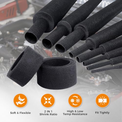 2:1 Ratio Automotive Heat Shrink Braided Sleeving 2''-8ft - size: 2''-8ft