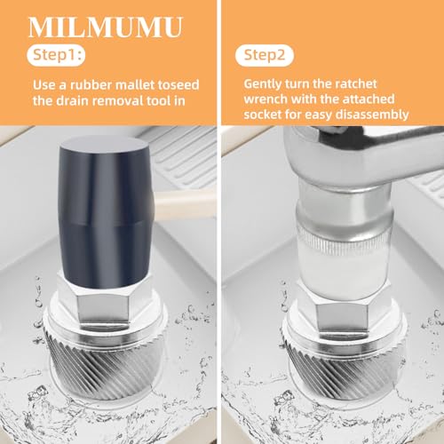MILMUMU Tub Drain Extractor-Removes Stubborn Tub Drains, Inner 1.52"to 1.7" - color: Silver