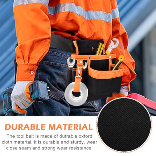 Tool Belts 8 Pockets, Tool Pouch Heavy Duty Tool Belts for Men Tool Belt Bag Adjustable Tool Pouch Belt with Belt Clip Utility Belt Pouch for Electrician, Carpenter, Construction