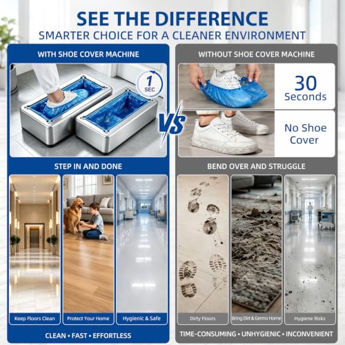 Wesiti 2 Pack Automatic Shoe Cover Dispenser with 200 Covers, Silver
