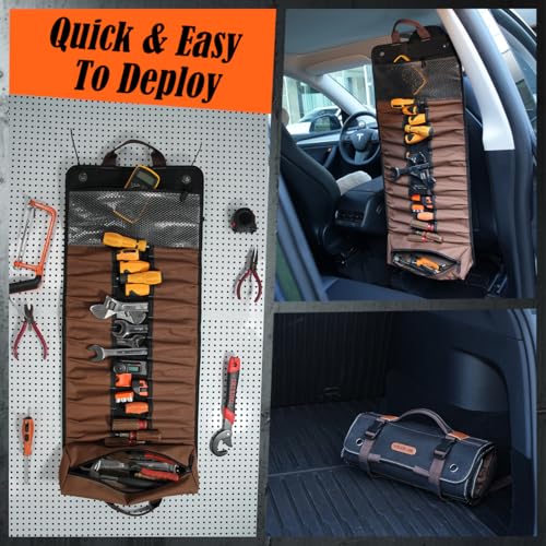 WELKINLAND 23-Pocket Canvas Tool Roll, Heavy-Duty 15L-Large Tool Wrap Roll