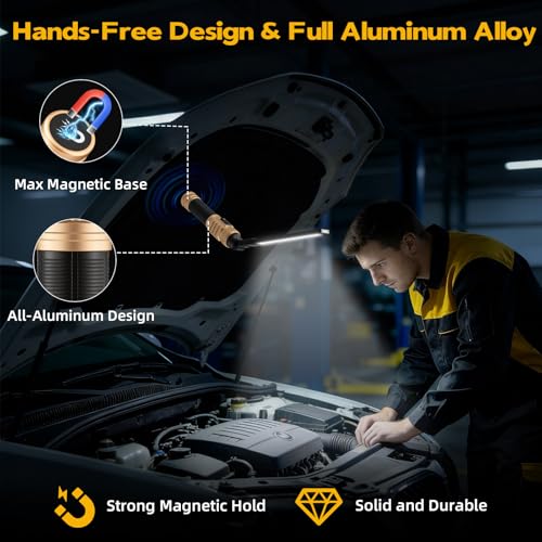 LNRYY Rechargeable Magnetic LED Work Light/Flashlight for Mechanics - color: Rose Gold