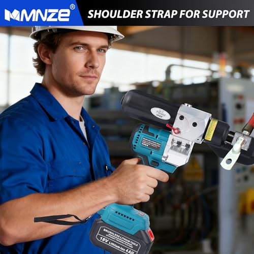 Electric Hydraulic Cable Lug Crimping Tool Auto-Oil-Return 6 Ton Hydraulic Electrical Wire Terminal Cable Lugs Crimper Rechargeable Crimping Tool Kits with 8 Dies, 12 AWG to 2/0 AWG