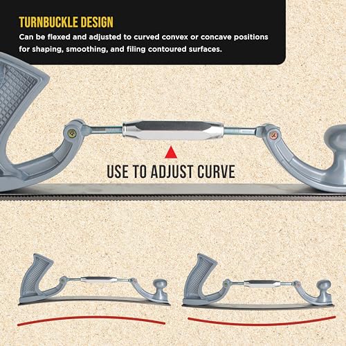 Dura-Gold Adjustable Flexible Body File Holder with 14" Double-Sided Bastard File Blade, 9 Teeth Per Inch - Adjusts to Curved Convex or Concave for Shaping, Smoothing, and Filing Contoured Surfaces - style: Holder