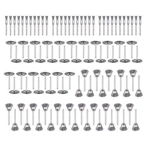 99 Pcs Wire Brushes Set,Steel Wire Wheels Pen Brushes Set Kit Accessories for Rotary Tool-1/8(3mm) Shank