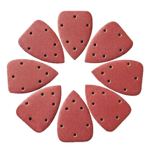 100 PCS Mouse Detail Sander Sandpaper 6 Holes, 400 Grit Hook and Loop Detail Sandpaper Aluminum 0xide Mouse Sanding Pads Triangular Sanding Sheets for Detail Mouse Sander - size: 6 Holes-400 Grit