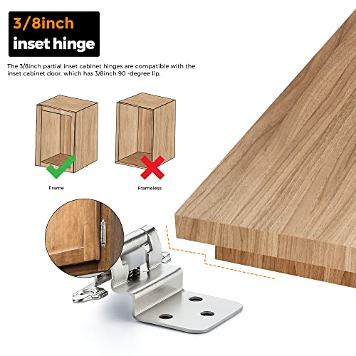 Ravinte 3/8" Inset Polished Chrome Cabinet Hinges 10 Pack (5 Pairs) - color: Polished Chrome