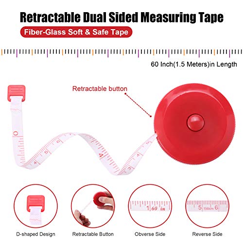 Tape Measures Retractable, Fabric Measuring Tape, 60 Inch Small Sewing Tape Measure for Craft Nursing Medical Travel(3 Pack/Red) - color: Red