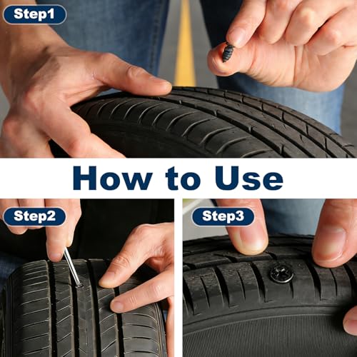 60PCS Tire Repair Rubber Nail Tire Plugs Kit with Screwdriver