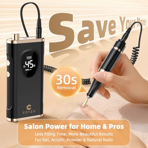 Professional Electric Nail Drill Rechargeable Nail File - color: Black Gold
