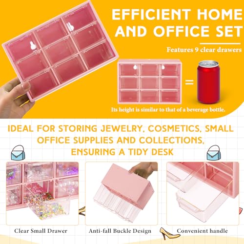 Wenqik 2 Pcs Mini Storage Drawers, Pink - color: Pink