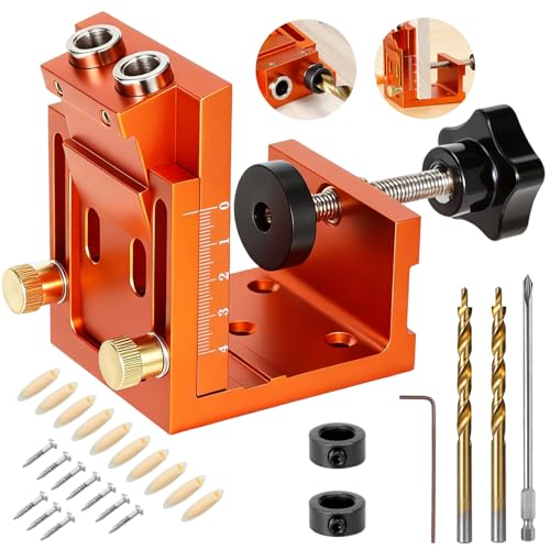 Pocket Hole Jig Kit, Pocket Hole Drill Guide Jig Set for 15° Angled Holes