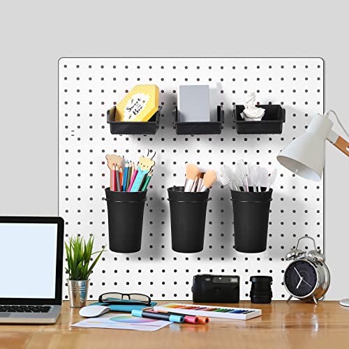 Yookeer 20 Pcs Pegboard Bins and Cups Accessories with Hooks, Black - color: Black