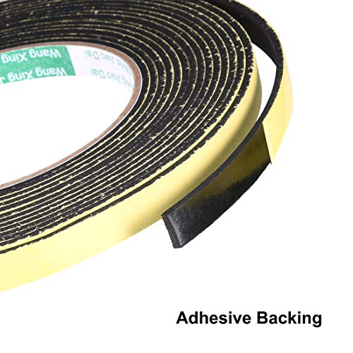 uxcell Sealing Foam Tape 10mm Wide 2mm Thick 5m/16.4ft Long, Self Adhesive Weather Strip for Window Door Insulation, Pack of 2 - size: 10mmx2mmx5m