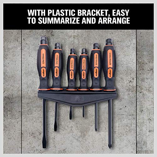 HORUSDY 6-Pieces Magnetic Screwdriver Set, 3 Phillips and 3 Flat Head Tips Screwdriver for Fastening, Chiselling and Loosening Seized Screws (New Screwdriver Set) - style: 6-Pieces Magnetic Screwdriver Set