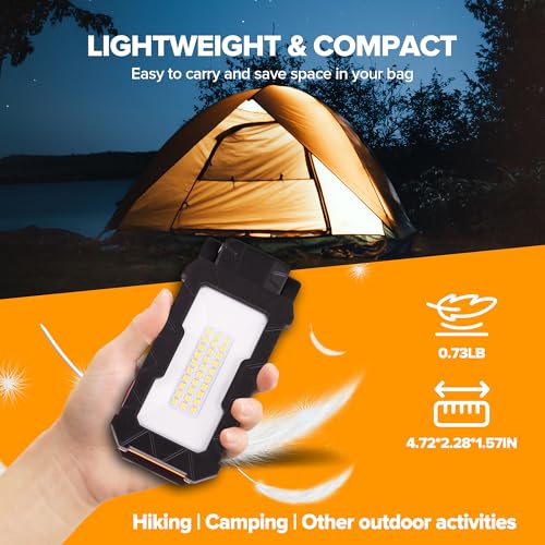 LUTEC Rechargeable Work Light, 1000 Lumens LED Magnetic Light with Magnetic Base and Hanging Hook，360°Rotate and 200°Swivel for Car Repair, Emergency and Camping-2 Pack (Orange)
