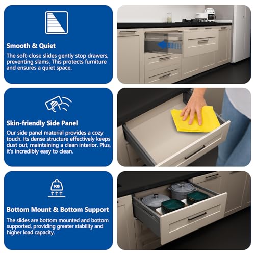 VADANIA 16" Undermount Drawer Slide Set with Side Panels - size: 16 Inch, style: Drawer System