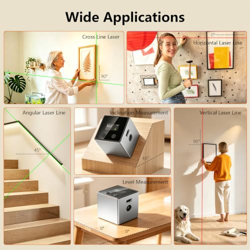5-in-1 Digital Laser Level with Tripod, Magnetic Base & USB Rechargeable, Mini Angle Finder & Protractor, ±0.1° High Precision Cross Line Laser, Green/Red Beam for Picture Hanging,Tiling & DIY - color: Grey