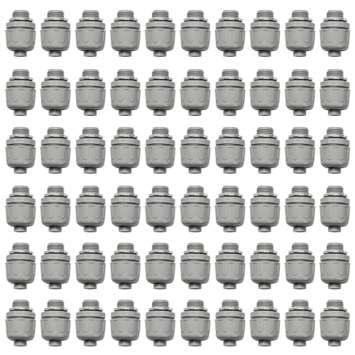 Conduit Connectors, 1/2 Inch, Straight, Grey, 60-Pack - size: 60-Pack