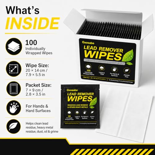 Lead Cleaning Wipes, 100 Individually Wrapped, Alcohol-Free, 7.9 X 5.5 inch