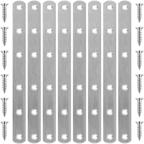 8 Pcs Straight Bracket Flat Braces 6 Inch Stainless Steel Straight Mending Plates for Wood, Heavy Duty Repair Fixing Joining Brackets with Screws - size: 8 PCS-6 inch