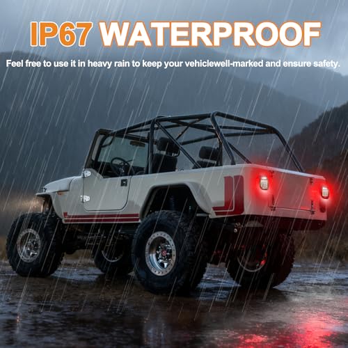 38 LED Black Lens Tail Lights for Jeep Wrangler YJ TJ CJ, Truck, Trailer, Boat, RV - Brake, Turn, Stop, License, Reverse, 12V Stud Mounted, Waterproof, Pack of 2