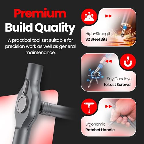 24 in 1 Magnetic Ratchet Screwdriver Set, Magnetic Screwdriver Set with Multi-Bit Ratcheting Handle & Bit Magnetizer, Compact Repair Tool Kit with Storage Case for Furniture, Computer, Bicycle and DIY - size: 24 in 1