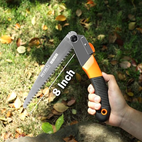 REXBETI 8-Inch Folding Hand Saw, Pruning Saw for Tree Trimming, SK5 Steel - size: 8 Inch