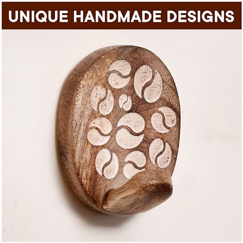 Indian Shelf 6 Piece Wooden Adhesive Wall Hooks for Bags, Keys, Hats - color: Brown Style 9