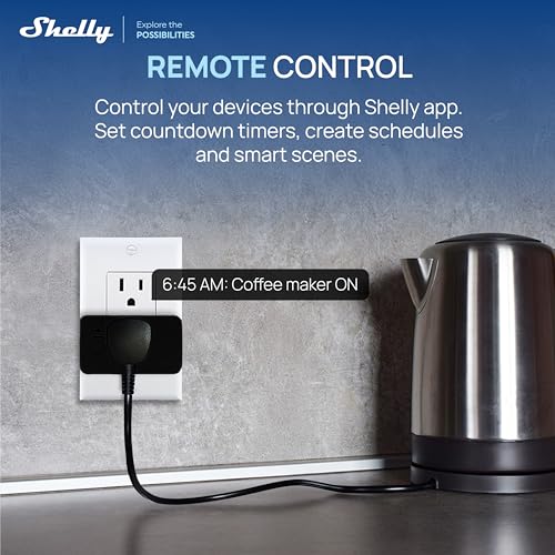 Shelly Smart Plug UL, WiFi, Bluetooth, Zigbee, Matter Outlet with Power Metering, Works with HomeKit, Google Home, Alexa, Home Assistant, Smart Socket, Easy Setup, Remote Control, Plug US Gen4 Black - color: Black