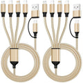 4 in 2 Multi Charging Cable, USBA/C Universal Charging Cords 2 Pack 5FT - color: Gold