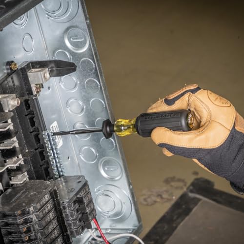 Klein Tools 6024K Slotted Screw-Holding Screwdriver, 1/4-Inch Split-Blade Flat Head Driver, Positive Gripping Action, Cushion-Grip Handle - style: 1/4-Inch Driver