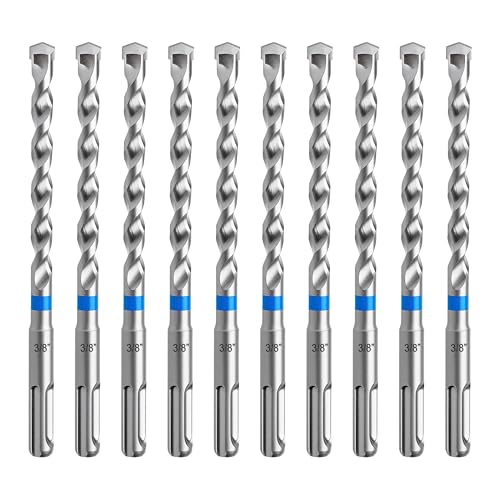 toolant Masonry Drill Bit,SDS Plus Rotary Hammer Drill Bits Set for 3/8" x6inch 10pcs,Carbide Tipped 2-Cutter for Concrete,Masonry and Brick - size: 3/8"-10PCS(6")