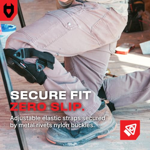 NoCry Professional Construction Knee Pads for Men and Women with Non-Slip Heavy Duty Cap and Ankle Support — Thick Foam and Gel Cushioning — Reinforced, Adjustable Straps and Military Grade Rivets - style: Improved