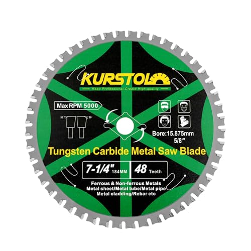 Metal Circular Saw Blade - 7-1/4" TCT Cutting Blade 48T Tungsten Carbide Tipped Blade Arbor 15.87mm for Steel, Iron, Nickel, Titanium, Ferrous Metals, Steel Pipe - size: 7-1/4"(184mm)