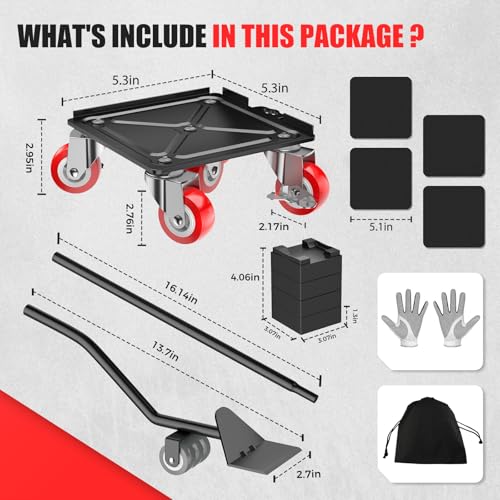 Kavlium Heavy Duty Furniture Dolly,5-Wheel Furniture Movers,5.3 Inch - color: Red, size: 5.3in
