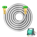 Short Metal Garden Hose 10ft with Female to Female Connector， Stainless Steel Small Leader Hose for Hose Reel, Long, Flexible, Lightweight & Heavy Duty Water Pipe, Outdoor Water Hose Extension Adapter - size: 10ft Female to Female