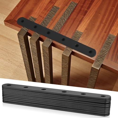 Flat Straight Braces, Black Mending Plate, Heavy Duty Metal Straight Brackets, Repair Joining Bracket, Repair Plates Fixing Bracket Connector for Wood, Furniture, with Screws