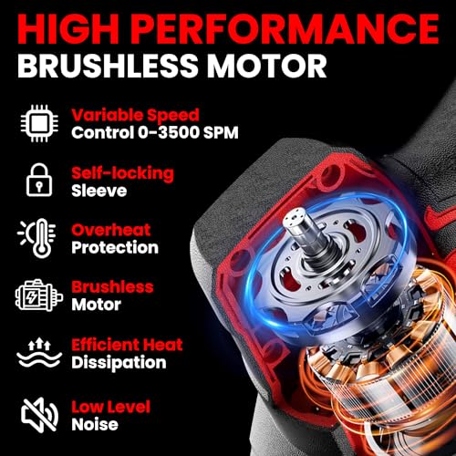 Cordless Reciprocating Saw for Milwaukee Battery, 3 Variable Speed 0-3500 Brushless Motor, Tool-free Blade Change, 4 Saw Blade Potable Recipro kit for Wood/Metal/PVC Cuts - Tool Only
